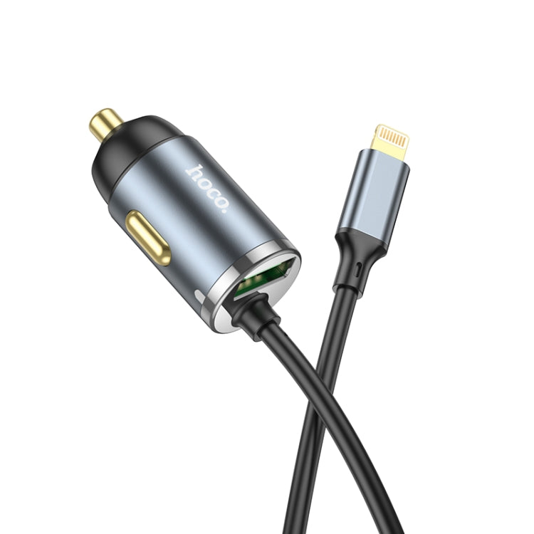 hoco NZ7 PD20W+QC3.0 Car Charger with 8 Pin Cable(Metal Grey) - Car Charger by hoco | Online Shopping South Africa | PMC Jewellery