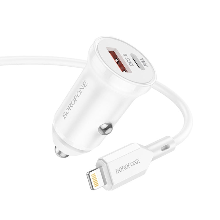 Borofone BZ18A PD20W+QC3.0 Car Charger with Type-C / USB-C to 8 Pin Charging Cable(White) - Car Charger by Borofone | Online Shopping South Africa | PMC Jewellery