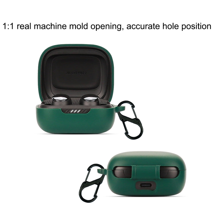 Bluetooth Earphone Silicone Protective Case For JBL Live Free 2 TWS(Dark Green) - JBL Earphone Case by PMC Jewellery | Online Shopping South Africa | PMC Jewellery