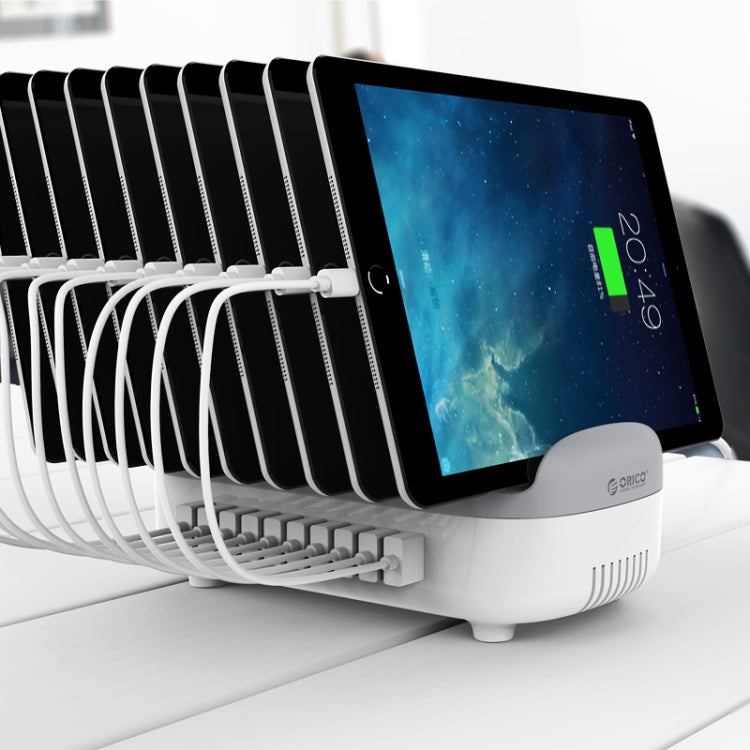 ORICO DUK-10P-DX 120W 5V 2.4A 10 Ports USB Charging Station, US Plug(White) - Multifunction Charger by ORICO | Online Shopping South Africa | PMC Jewellery