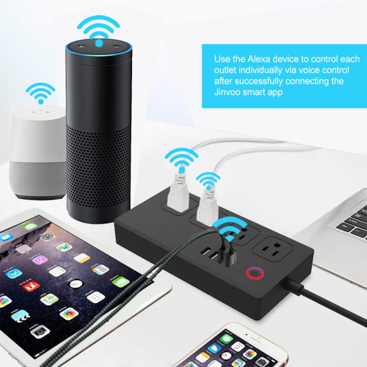 WiFi 10A SM-SO301-U 2500W 4 Holes + 4 USB Smart Power Strip, US Plug(Black) - Smart Socket by PMC Jewellery | Online Shopping South Africa | PMC Jewellery