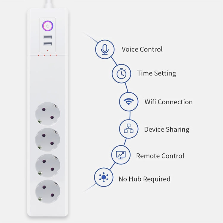 WiFi 10A SM-SO306-E 4 Holes + 2 USB Multi-purpose Smart Power Strip, EU Plug - Smart Socket by PMC Jewellery | Online Shopping South Africa | PMC Jewellery