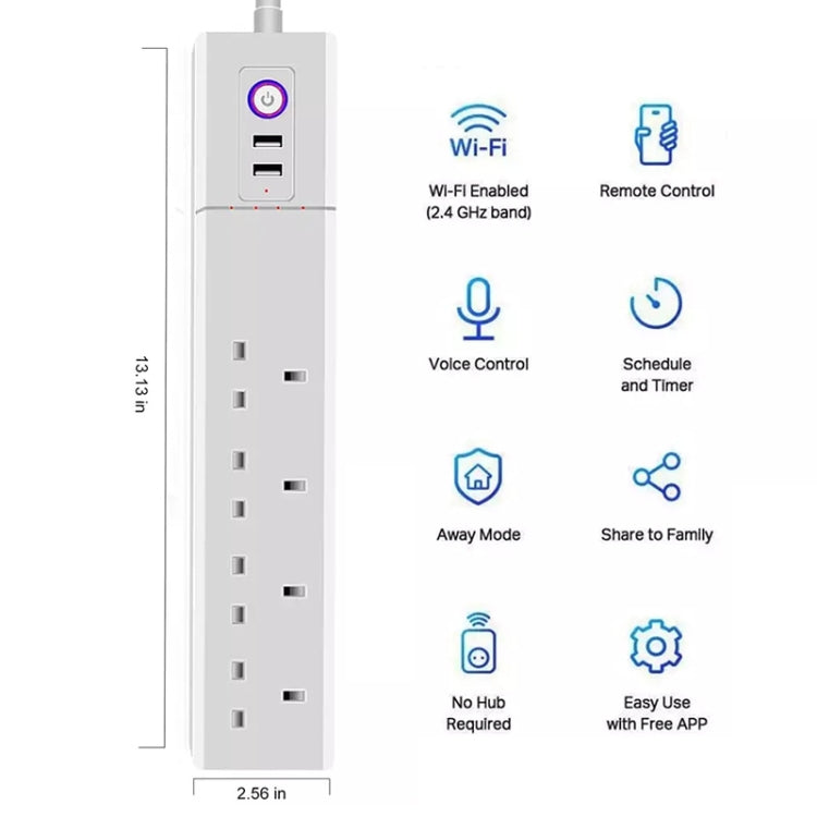 ZigBee 16A SM-SO306-K 4 Holes + 2 USB Multi-purpose Smart Power Strip, UK Plug - Smart Socket by PMC Jewellery | Online Shopping South Africa | PMC Jewellery