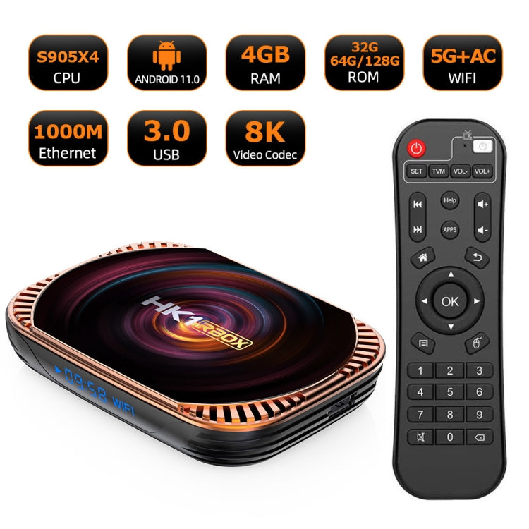 MECOOL HK1RBOX X4 4K TV Box, Android 11 Amlogic S905X4 CPU with RC 4GB+32GB(UK Plug) - Amlogic S905 by MECOOL | Online Shopping South Africa | PMC Jewellery | Buy Now Pay Later Mobicred