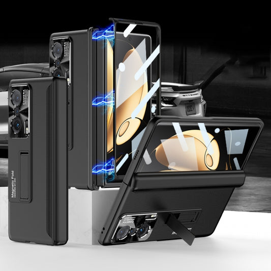 For Honor Magic V GKK Magnetic Hinge Flip Phone Case with Holder(Black) - Honor Cases by GKK | Online Shopping South Africa | PMC Jewellery