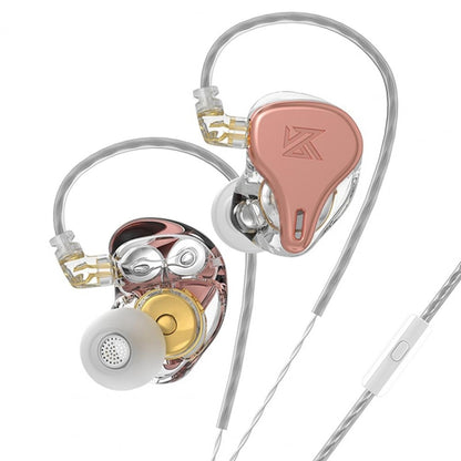 KZ-DQ6S 1.2m Three-Unit Dynamic Subwoofer In-Ear Headphones, Style:With Microphone(Pink) - In Ear Wired Earphone by KZ | Online Shopping South Africa | PMC Jewellery