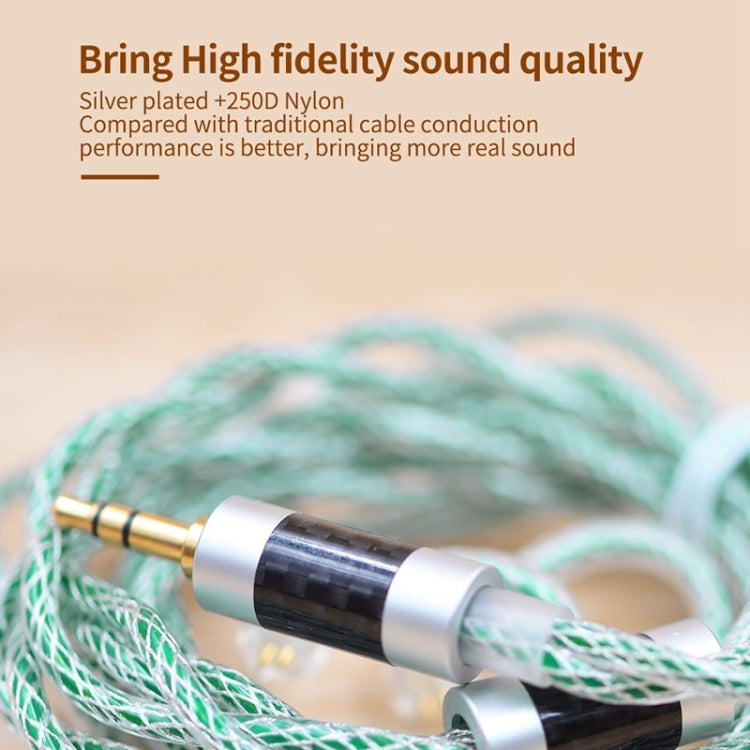 KZ 90-11 2pin 0.75mm Gold Plated Pin 8 Strand Braided Mesh Headphone Upgrade Cable(Transparent Green) - Cable & Splitter by KZ | Online Shopping South Africa | PMC Jewellery