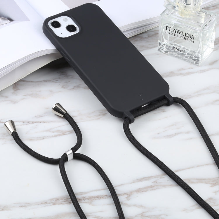 For iPhone 14 Plus Candy Colors TPU Protective Phone Case with Lanyard (Black) - free shipping - PMC TechLife - Order now!