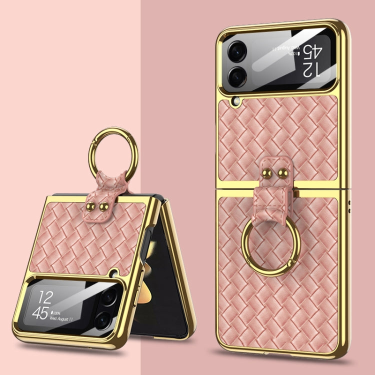 For Samsung Galaxy Z Flip4 GKK Weave Texture Electroplating Protective Phone Case(Rose Gold) - Galaxy Z Flip4 5G Cases by GKK | Online Shopping South Africa | PMC Jewellery