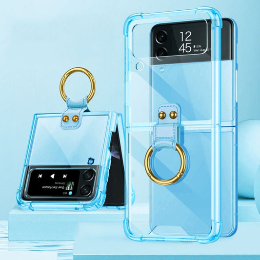 For Samsung Galaxy Z Flip4 GKK Airbag Protective Phone Case with Ring(Blue) - Galaxy Z Flip4 5G Cases by GKK | Online Shopping South Africa | PMC Jewellery