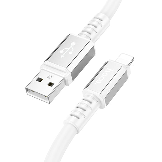 hoco X85 2.4A USB to 8 Pin Strength Charging Data Cable，Length：1m(White) - Normal Style Cable by hoco | Online Shopping South Africa | PMC Jewellery