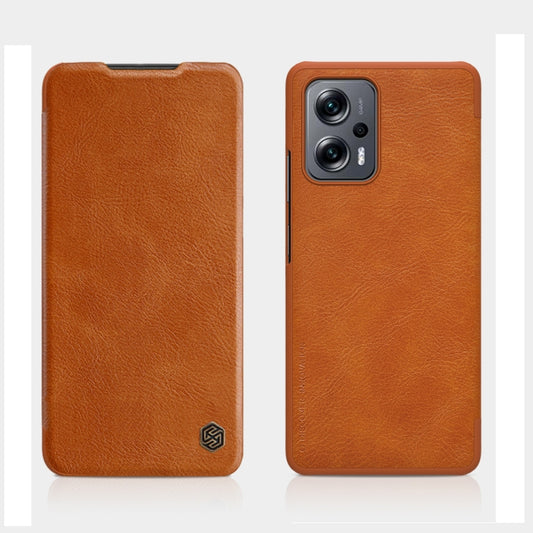 For Xiaomi Redmi Note 11T Pro/11T Pro+ 5G/Poco X4 GT 5G NILLKIN QIN Series Crazy Horse Texture Leather Phone Case(Brown) - Xiaomi Cases by NILLKIN | Online Shopping South Africa | PMC Jewellery