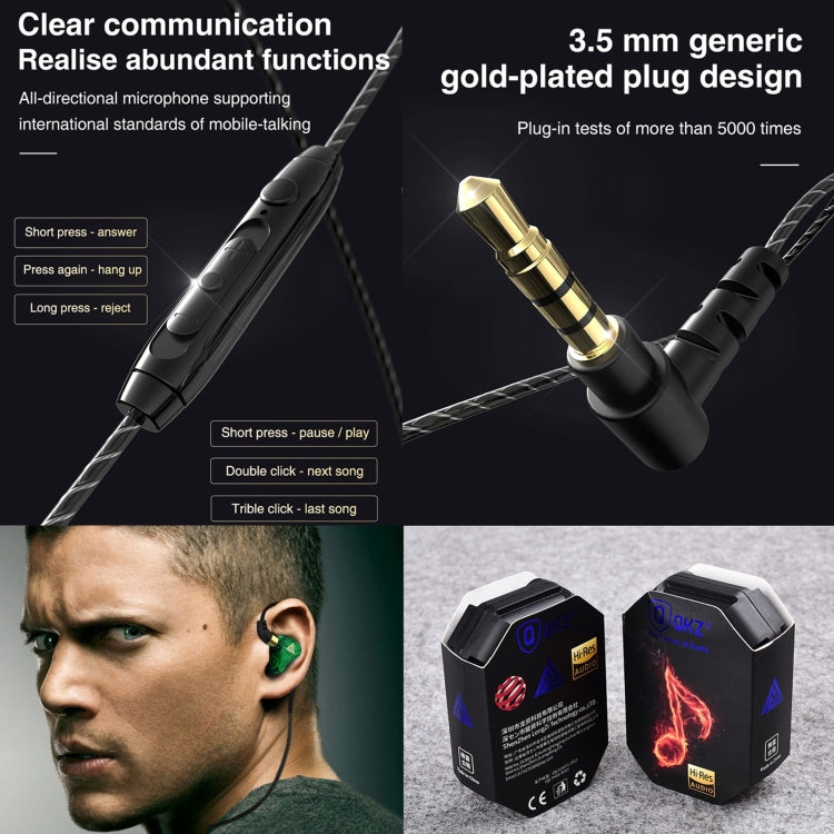 QKZ SK7 3.5mm Sports In-ear Copper Driver Wired HIFI Stereo Earphone with Mic(Black) - In Ear Wired Earphone by QKZ | Online Shopping South Africa | PMC Jewellery