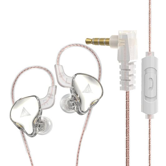 QKZ AK6 DAY In-ear Wire-controlled Subwoofer Phone Earphone with Mic(Transparent White) - In Ear Wired Earphone by QKZ | Online Shopping South Africa | PMC Jewellery | Buy Now Pay Later Mobicred