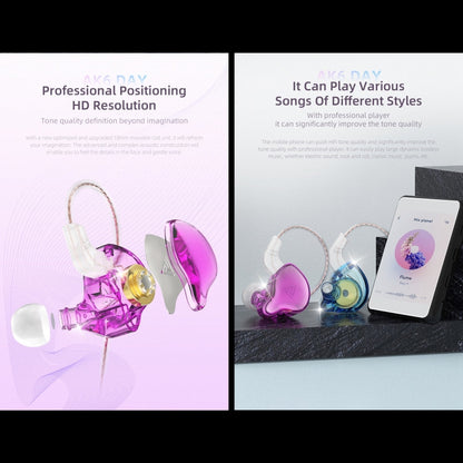 QKZ AK6 DAY In-ear Wire-controlled Subwoofer Phone Earphone with Mic(Purple) - In Ear Wired Earphone by QKZ | Online Shopping South Africa | PMC Jewellery