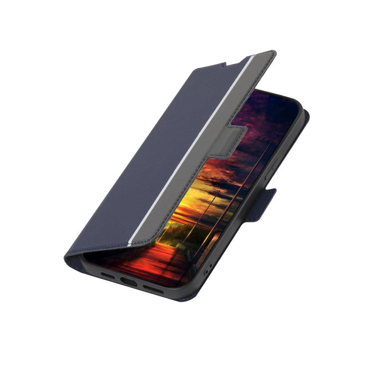 For OPPO Reno 8 Pro+ 5G Twill Texture Side Button Leather Phone Case(Blue) - OPPO Cases by PMC TechLife | Online Shopping South Africa | PMC TechLife | Buy Now Pay Later Mobicred