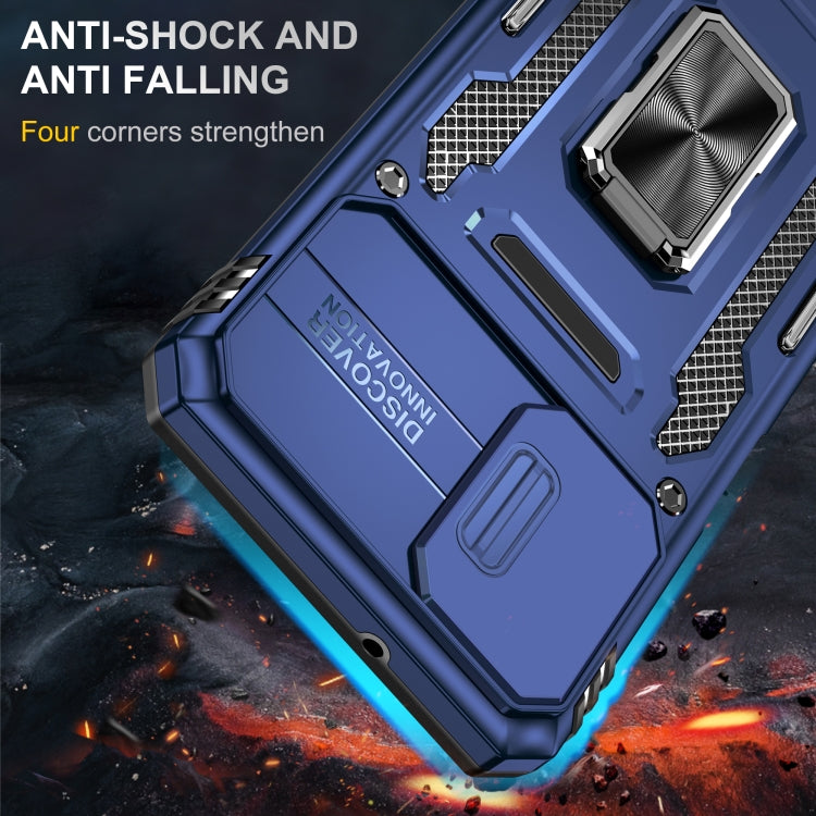 For Samsung Galaxy A12 5G/4G / M12 / F12 Armor PC + TPU Camera Shield Phone Case(Navy Blue) - Galaxy Phone Cases by PMC Jewellery | Online Shopping South Africa | PMC Jewellery