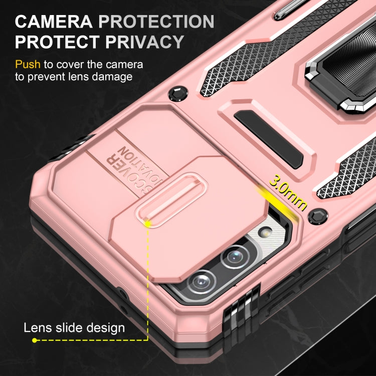 For Samsung Galaxy A12 5G/4G / M12 / F12 Armor PC + TPU Camera Shield Phone Case(Rose Gold) - Galaxy Phone Cases by PMC Jewellery | Online Shopping South Africa | PMC Jewellery