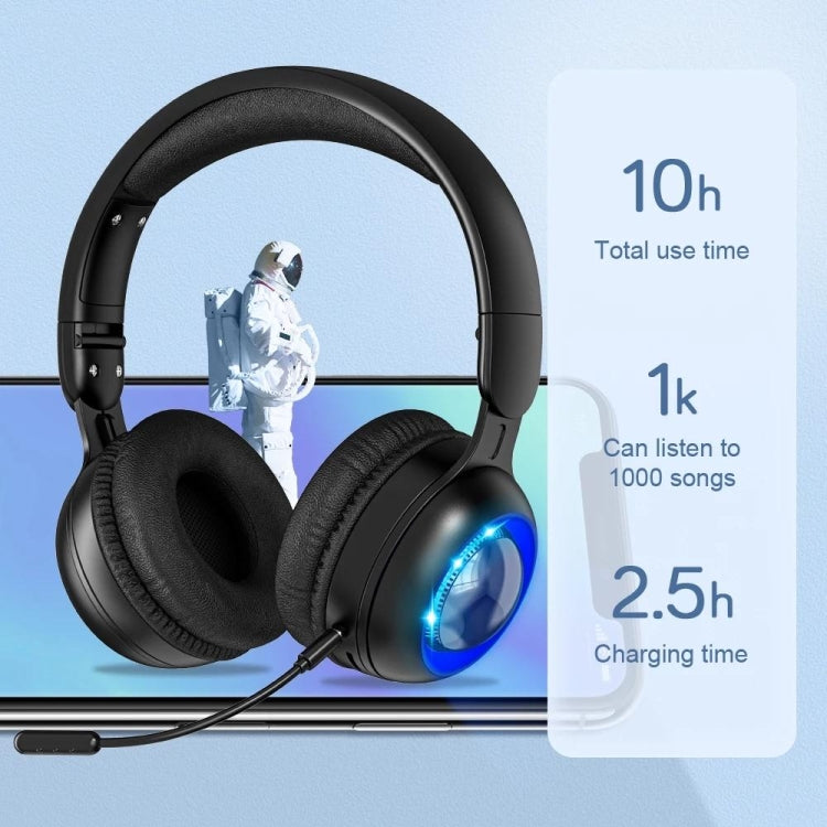 KE08 RGB Stereo PC Wireless Bluetooth Headphones with Microphone(Grey) - Headset & Headphone by PMC Jewellery | Online Shopping South Africa | PMC Jewellery