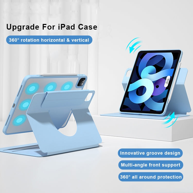 Front Stand Rotating Clear Back Smart Tablet Case For iPad Air 2022 / 2020 10.9(Black) - iPad Air (2022) / (2020) 10.9 Cases by PMC TechLife | Online Shopping South Africa | PMC TechLife | Buy Now Pay Later Mobicred