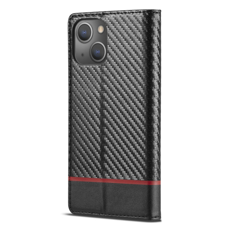 For iPhone 14 LC.IMEEKE Carbon Fiber PU + TPU Leather Case (Horizontal Black) - iPhone 14 Cases by LC.IMEEKE | Online Shopping South Africa | PMC Jewellery | Buy Now Pay Later Mobicred