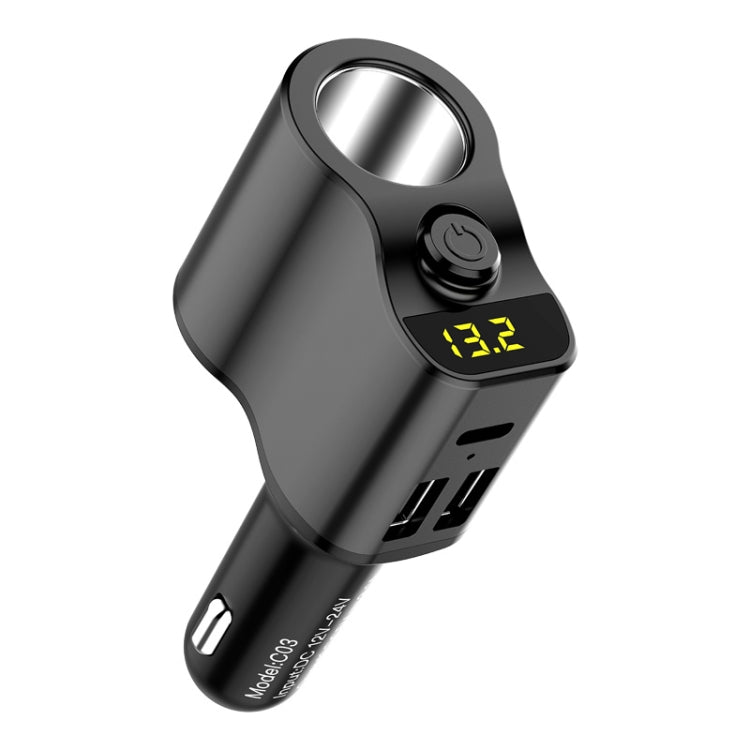 C03 Dual USB Fast Charge Car Charger Voltage Detection with Independent Switch(Black) - Car Charger by PMC Jewellery | Online Shopping South Africa | PMC Jewellery
