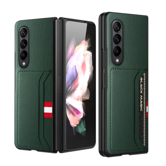 For Samsung Galaxy Z Fold4 5G GKK Litchi Texture Card Slot Phone Case(Green) - Galaxy Z Fold4 5G Cases by GKK | Online Shopping South Africa | PMC Jewellery