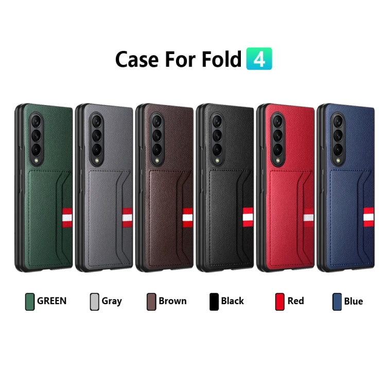 For Samsung Galaxy Z Fold4 5G GKK Litchi Texture Card Slot Phone Case(Green) - Galaxy Z Fold4 5G Cases by GKK | Online Shopping South Africa | PMC Jewellery