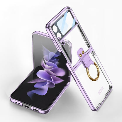 For Samsung Galaxy Z Flip4 GKK Integrated Electroplating Phone Case with Ring(Purple) - Galaxy Z Flip4 5G Cases by GKK | Online Shopping South Africa | PMC Jewellery