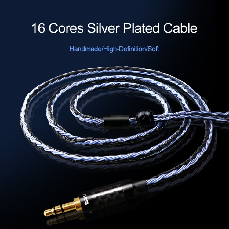 CVJ V3 1.2m 16 Cores Silver-plated 3.5mm Earphone Cable, Style:0.78mm(Black-Blue) - Cable & Splitter by CVJ | Online Shopping South Africa | PMC Jewellery