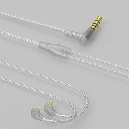 CVJ V7 1.25m 4-Cores Silver-plated 3.5mm Elbow Earphone Cable, Model:0.78mm No Mic(Silver) - Cable & Splitter by CVJ | Online Shopping South Africa | PMC Jewellery