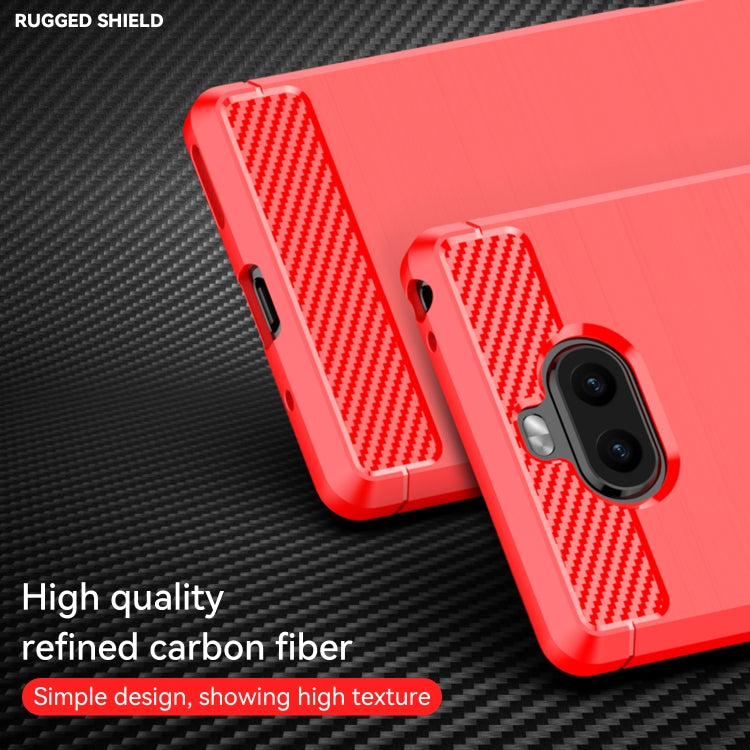 For Sony Xperia 8/8 Lite Brushed Texture Carbon Fiber TPU Phone Case(Red) - Sony Cases by PMC Jewellery | Online Shopping South Africa | PMC Jewellery