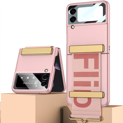 For Samsung Galaxy Z Flip4 GKK Ultra-thin Full Coverage Phone Flip Case with Wristband(Pink) - Galaxy Z Flip4 5G Cases by GKK | Online Shopping South Africa | PMC Jewellery