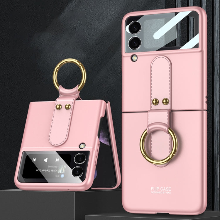 For Samsung Galaxy Z Flip4 GKK Ultra-thin PC Full Coverage Phone Flip Case with Ring Holder(Pink) - Galaxy Z Flip4 5G Cases by GKK | Online Shopping South Africa | PMC Jewellery