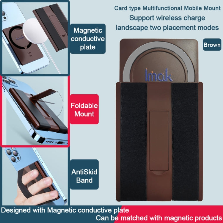 imak MagSafe Wireless ChargingCard-type Multi-function Mobile Phone Holder(Brown) - Lazy Bracket by imak | Online Shopping South Africa | PMC Jewellery