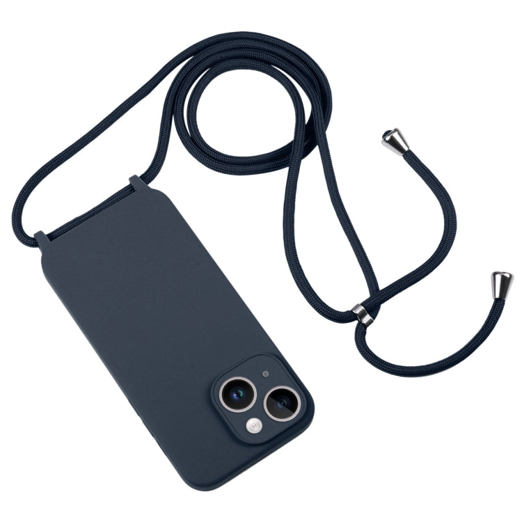 For iPhone 14 Crossbody Lanyard Liquid Silicone Case(Midnight Blue) - iPhone 14 Cases by PMC Jewellery | Online Shopping South Africa | PMC Jewellery