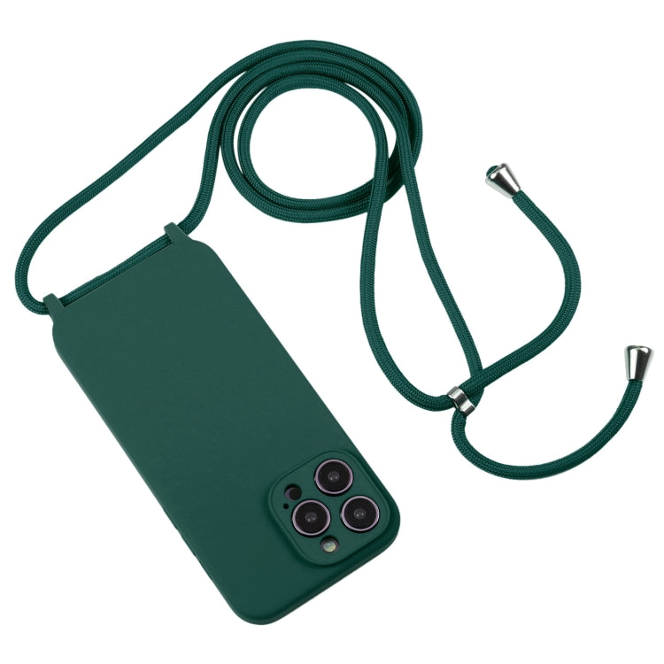 For iPhone 14 Pro Max Crossbody Lanyard Liquid Silicone Case(Pine Needle Green) - iPhone 14 Pro Max Cases by PMC Jewellery | Online Shopping South Africa | PMC Jewellery