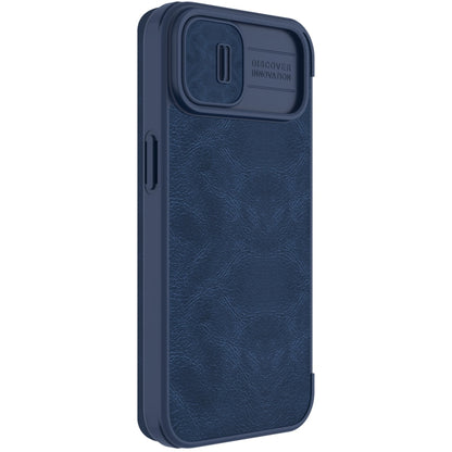For iPhone 14 NILLKIN QIN Series Pro Crazy Horse Texture Leather Case(Blue) - iPhone 14 Cases by NILLKIN | Online Shopping South Africa | PMC Jewellery