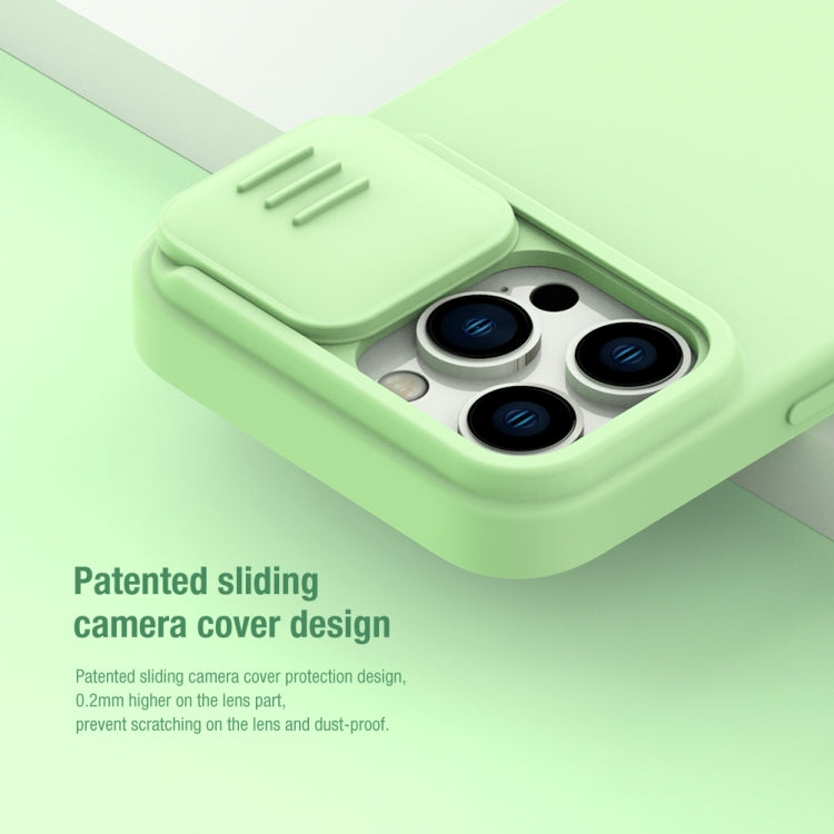 For iPhone 14 Pro NILLKIN CamShield Liquid Silicone Phone Case(Green) - iPhone 14 Pro Cases by NILLKIN | Online Shopping South Africa | PMC Jewellery | Buy Now Pay Later Mobicred