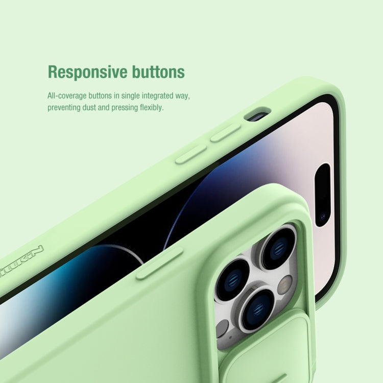 For iPhone 14 Pro NILLKIN CamShield Liquid Silicone Phone Case(Green) - iPhone 14 Pro Cases by NILLKIN | Online Shopping South Africa | PMC Jewellery | Buy Now Pay Later Mobicred