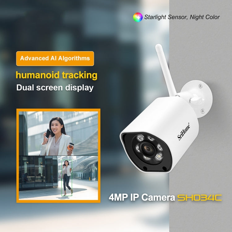 SriHome SH034C 4.0MP AI Humanoid Tracking WiFi Outdoor Surveillance Camera(EU Plug) - Bullet Camera by SriHome | Online Shopping South Africa | PMC Jewellery | Buy Now Pay Later Mobicred