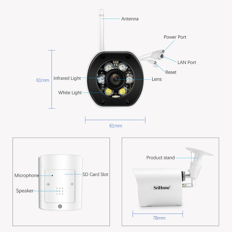 SriHome SH034C 4.0MP AI Humanoid Tracking WiFi Outdoor Surveillance Camera(EU Plug) - Bullet Camera by SriHome | Online Shopping South Africa | PMC Jewellery | Buy Now Pay Later Mobicred