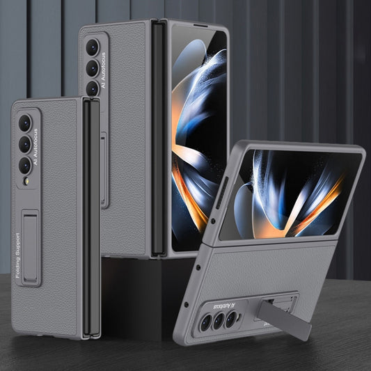 For Samsung Galaxy Z Fold4 GKK Ultra-thin Plain Leather Full Phone Case with Stand(Grey) - Galaxy Z Fold4 5G Cases by GKK | Online Shopping South Africa | PMC Jewellery | Buy Now Pay Later Mobicred