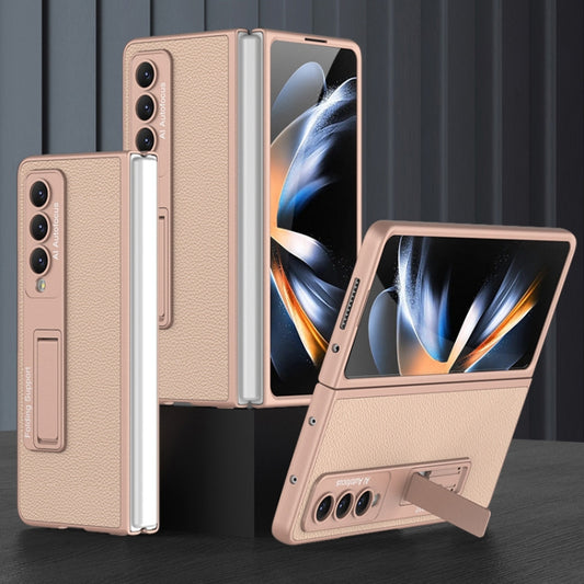 For Samsung Galaxy Z Fold4 GKK Ultra-thin Plain Leather Full Phone Case with Stand(Gold) - Galaxy Z Fold4 5G Cases by GKK | Online Shopping South Africa | PMC Jewellery | Buy Now Pay Later Mobicred