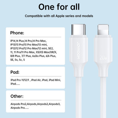 JOYROOM S-CL020A9 20W USB-C/Type-C to 8 Pin Fast Charging Data Cable, Length:1m(White) - 2 in 1 Cable by JOYROOM | Online Shopping South Africa | PMC Jewellery