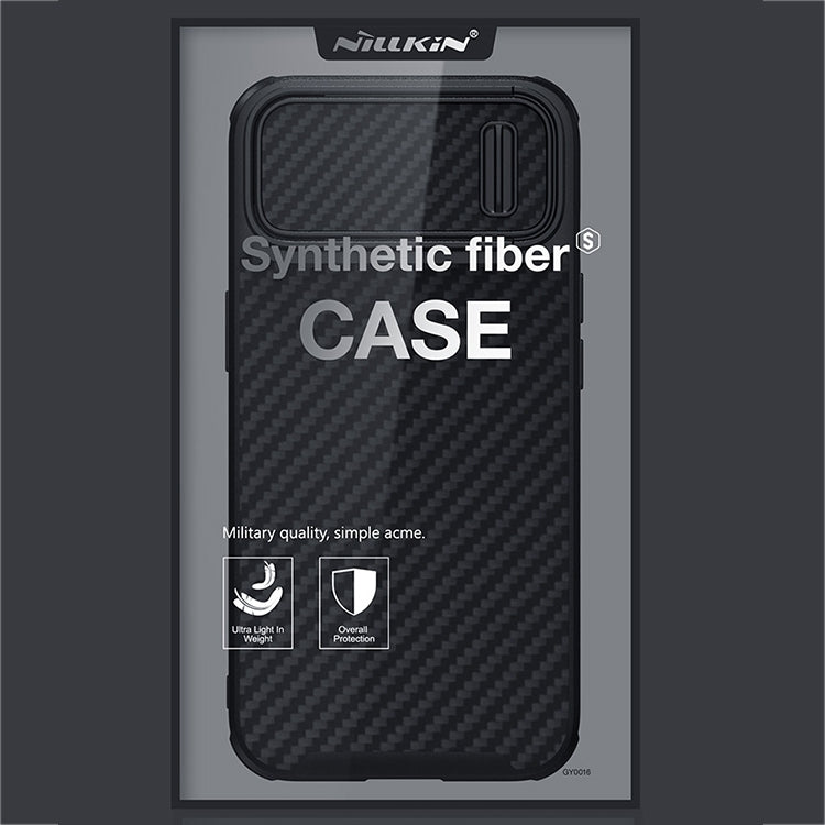 For iPhone 14 Plus NILLKIN Synthetic Fiber Camshield Magnetic Phone Case(Black) - iPhone 14 Plus Cases by NILLKIN | Online Shopping South Africa | PMC Jewellery | Buy Now Pay Later Mobicred