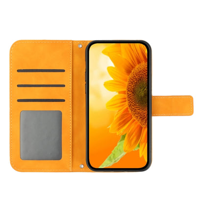 For Samsung Galaxy A04S Skin Feel Sun Flower Pattern Flip Leather Phone Case with Lanyard(Yellow) - Galaxy Phone Cases by PMC Jewellery | Online Shopping South Africa | PMC Jewellery