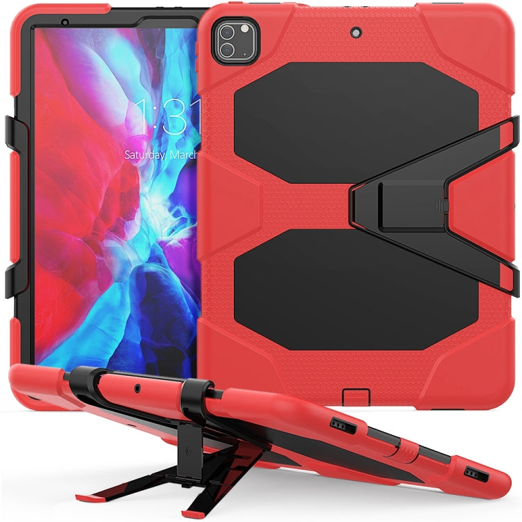 For iPad Pro 12.9 inch (2020) Shockproof Colorful Silicon + PC Protective Tablet Case with Holder & Shoulder Strap & Hand Strap (Red) - iPad Pro 12.9 (2020) Cases by PMC TechLife | Online Shopping South Africa | PMC TechLife | Buy Now Pay Later Mobicred