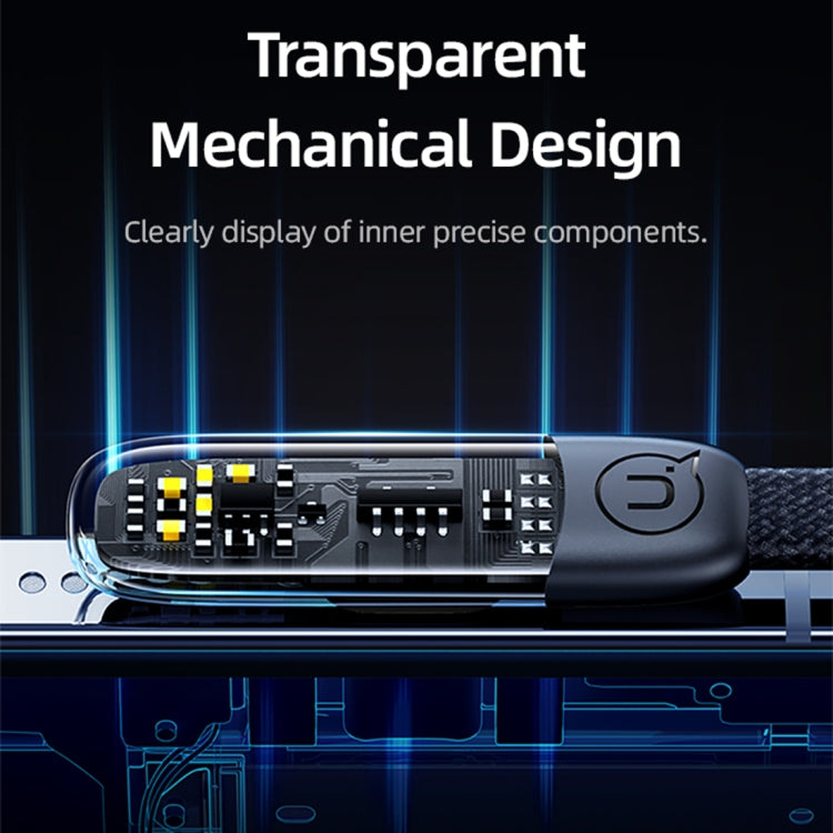 USAMS US-SJ583 PD 20W Iceflake Series Type-C to 8 Pin Right Angle Transparent Fast Charge Data Cable, Cable Length:1.2m(Black) - 2 in 1 Cable by USAMS | Online Shopping South Africa | PMC Jewellery