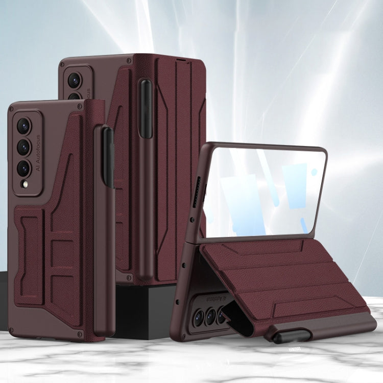 For Samsung Galaxy Z Fold4 GKK Integrated Flip Phone Case with Detachable Pen Holder(Wine Red) - Galaxy Z Fold4 5G Cases by GKK | Online Shopping South Africa | PMC Jewellery